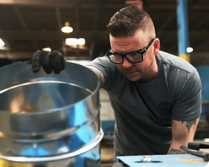 Roth welder manufacturing an HVAC part